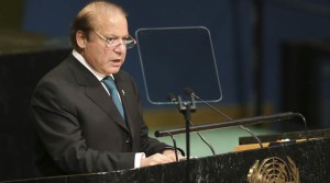 Pakistani Prime Minister Muhammad Nawaz Sharif speaks during the 71st session of the United Nations General Assembly at U.N. headquarters, Wednesday, Sept. 21, 2016. (AP Photo/Seth Wenig)